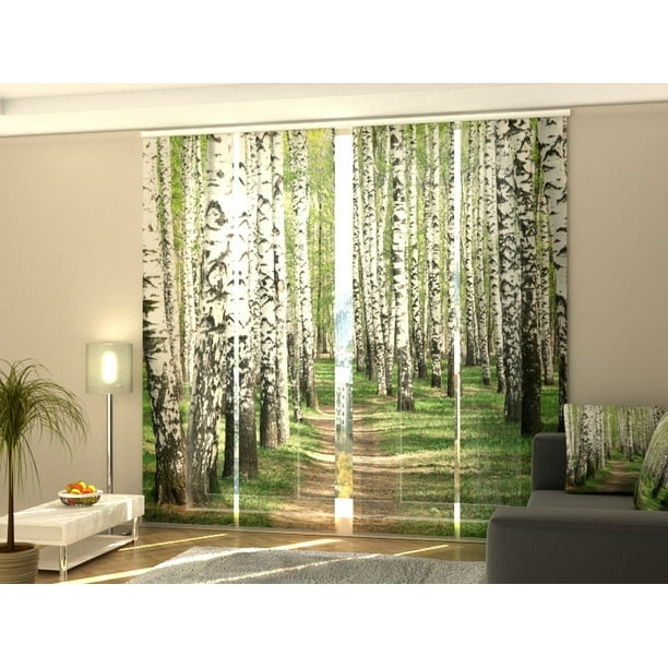 Tiptophomedecor Set of 4 Panel Blinds Birch Forest