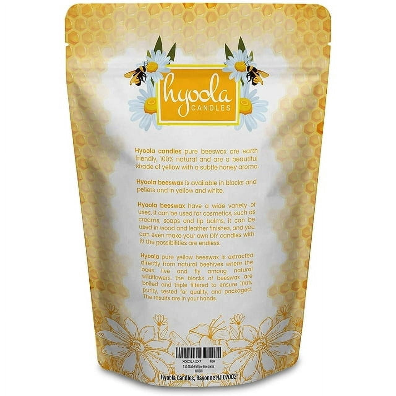 Hyoola, 2 Pound Natural - Candle Making, Cosmetic Grade Bees Wax Block - Yellow Triple Filtered