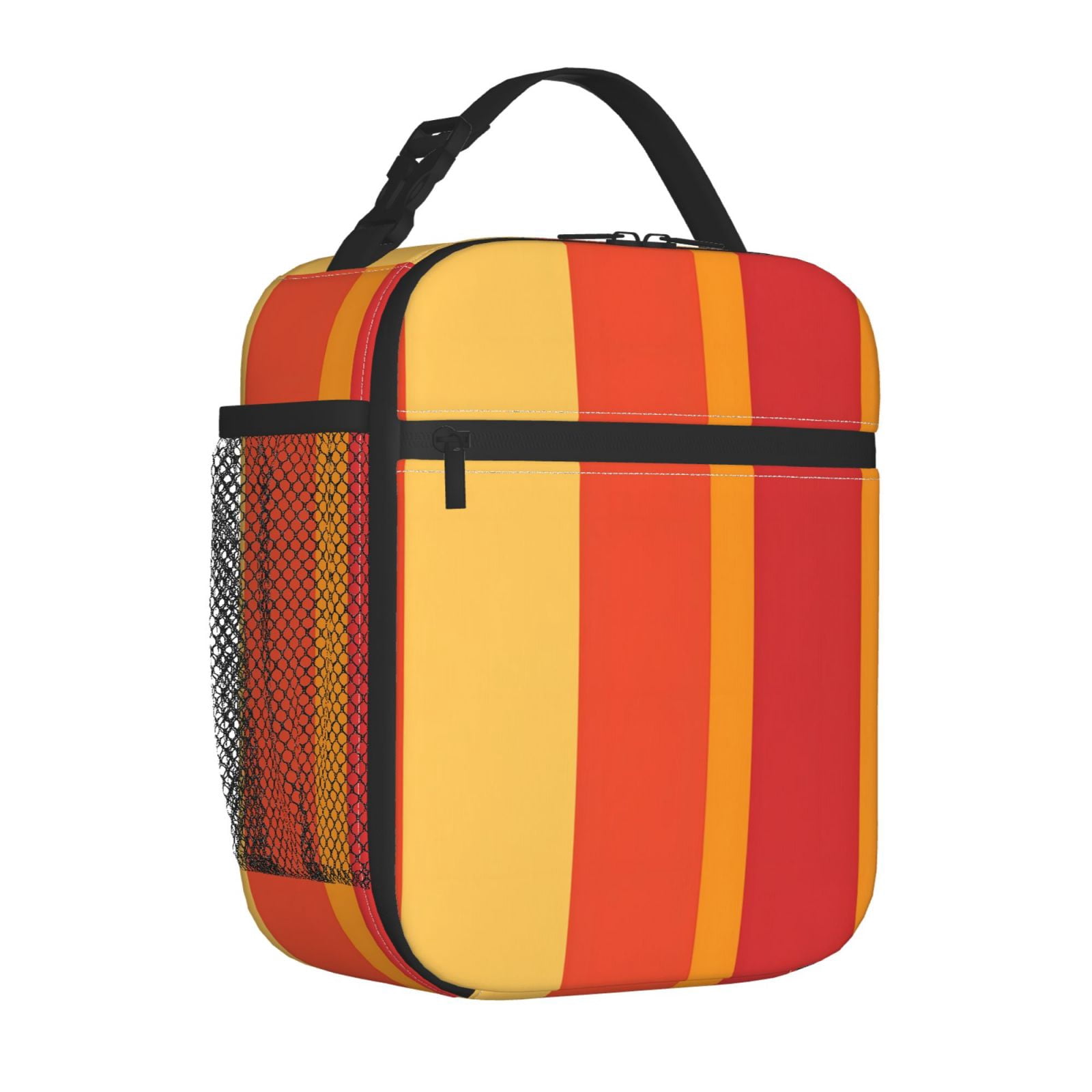 Lunch Bag For Women Men Insulated Portable Lunch Box Bento Box Office Picnic Travel Cooler Bag Orangered Stripe_2