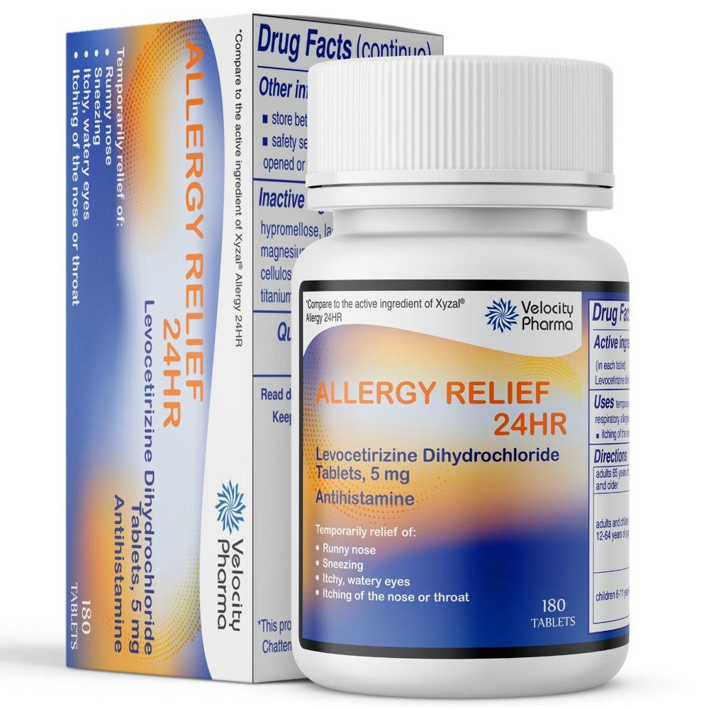 Generic Xyzal 180 Count Levocetirizine Dihydrochloride 5mg Allergy