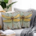 thumbnail image 2 of Modern Oil Painting Outdoor Pillow Covers Pack of 2 Retro Yellow Dragonfly Waterproof Throw Pillow Covers Decorative Cushion Cases for Patio Garden Tent Balcony Couch 16x16 inch, 2 of 8