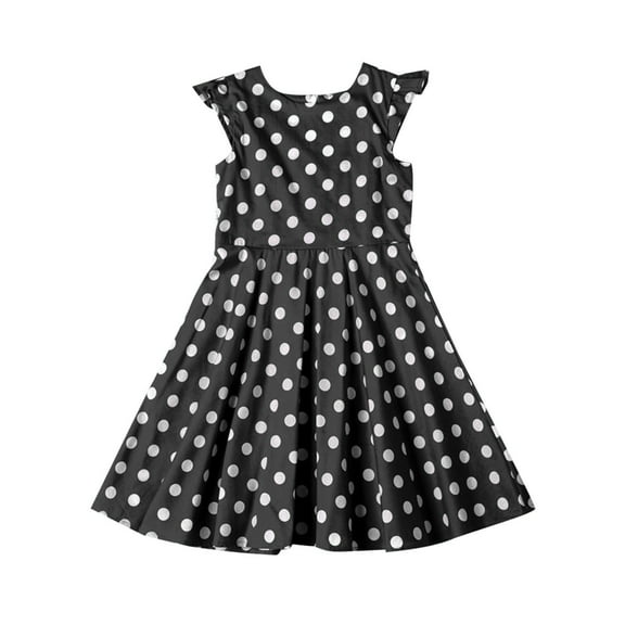 PINQI Party Dress for Toddler Girls 3-14 Years Kids Girls Spring Summer Print Sundress Knee-Length Ruffle Polka Dot Sleeveless Princess Dresses