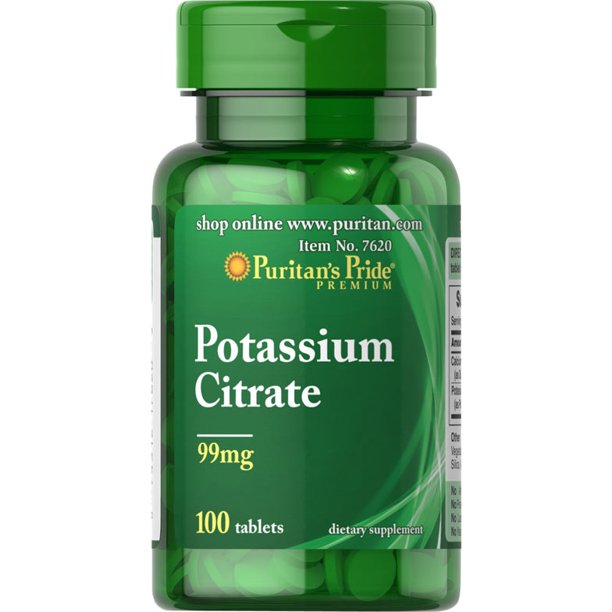 Puritan's Pride Potassium Citrate 99 mg 100 Tablets