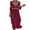 Wine, variant on Levmjia Women's Dress V Neck 3/4 Sleeve Midi Dress Summer Casual Boho Floral Embroidery A Line Loose Fit Beach Vacation Dresses with Pockets