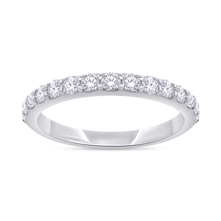 AFFY Half Eternity Wedding Band Ring for Women 0.50 Carat (ctw) Round Cut Lab Grown Diamond Ring in 14K White Gold Plated 925 Sterling Silver FGH SI Quality Size-6