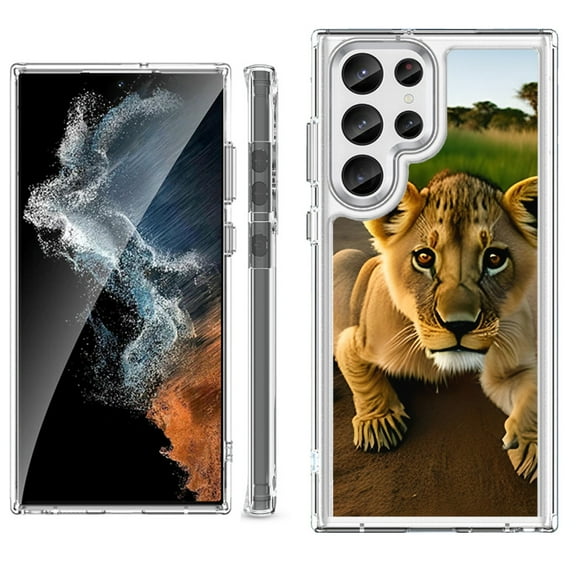 Shockproof Bumper Phone Case for Samsung Galaxy S23 Ultra 5G, by OneToughShield ® - Lion Cub