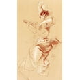 thumbnail image 2 of Cheret, Jules 20x32 Gold Ornate Wood Framed with Double Matting Museum Art Print Titled - Dessin originel 1895 Lady with Guitar, 2 of 4