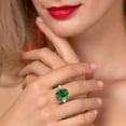 thumbnail image 4 of Gem Stone King 18K Yellow Gold Plated Silver Green Created Emerald and Lab Grown Diamond Engagement Ring for Women | 4.70 Cttw | Oval 14X10MM | Gemstone May Birthstone | Size 7, 4 of 6