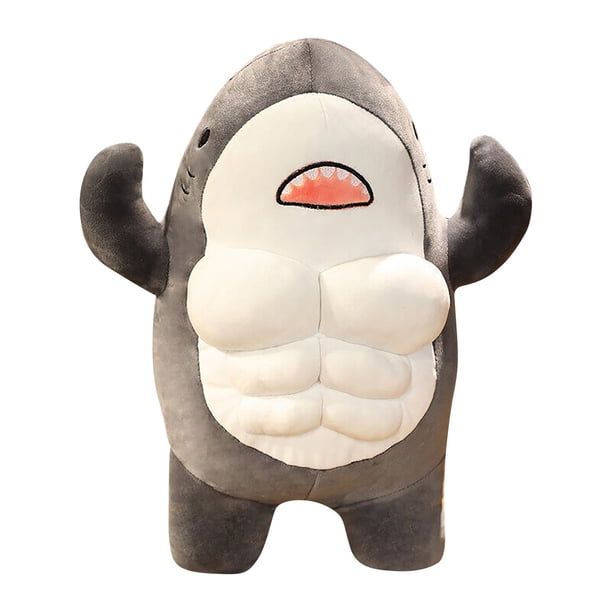XIANXIAN 1 pieza de peluche de tiburón musculoso 3D, muñeco de tiburón de peluche suave, almohada de tiburón kawaii para niños, cumpleaños de Navidad, 45 cm