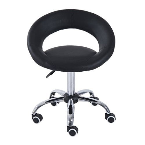 Adjustable Hydraulic Swivel Stool - Rolling Massage Chair - Black Salon Stool By ZENY 8 thumbnail image