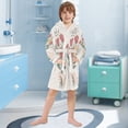 thumbnail image 5 of FORMRS Niños Bathrobe Unisex Hooded Robe Soft Plush Pajamas Sleepwear, Size 7-9T, Beige Cute Flower, 5 of 7