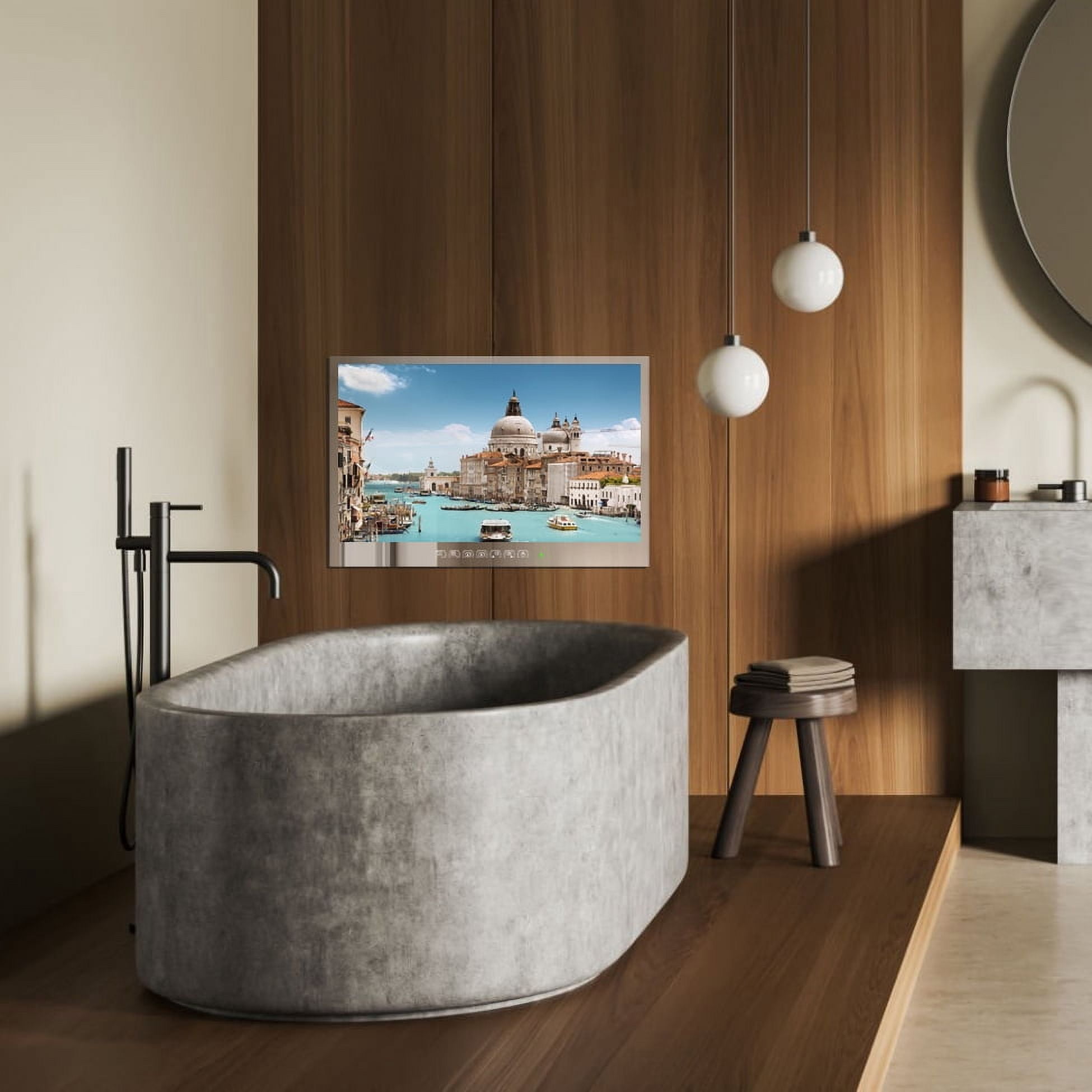 Soulaca 28 inches 4K webOS Bathroom Mirror Smart LED TV Waterproof IP65 ATSC Wi-Fi Bluetooth Voice Control New
