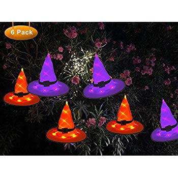 Details about   Glowing Witch Hat with Hook 1/2/4 Pack Halloween Decorations Hanging Lighted Cap 