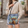 thumbnail image 5 of Tutolipy Lightweight Single Shoulder Crossbody Purse for Travel Weekend Getaways Weekend Activities, PU Leather Waterproof Adjustable Strap Design Satchel Bag, Highland Cow Floral Print, 5 of 7