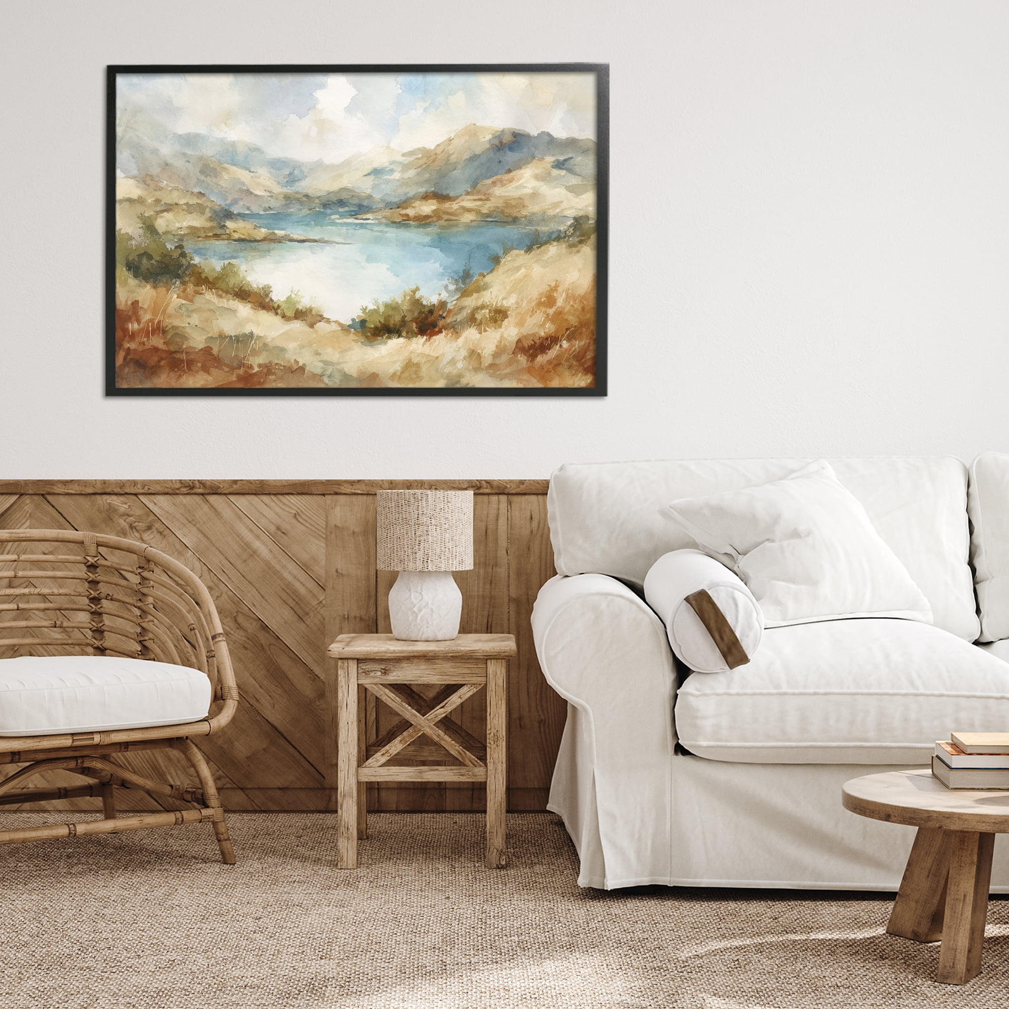 Stupell Industries Secret Mountain Lake Panorama Black Framed Giclee Art, design by Petal Prints Design