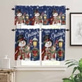 thumbnail image 2 of Christmas Snowman Kitchen Curtains and Valances Set, Xmas Box Winter Wreaths Lights Navy Blue Rod Pocket Window Valance Window Curtain Panels for Living Room Bedroom Laundry, 27.5x36in, 3 Pieces, 2 of 7