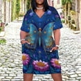 thumbnail image 2 of Ornate Butterfly Cosmic Floral Art Women's Summer Short Sleeve Casual Dresses Party Dress, 2 of 6