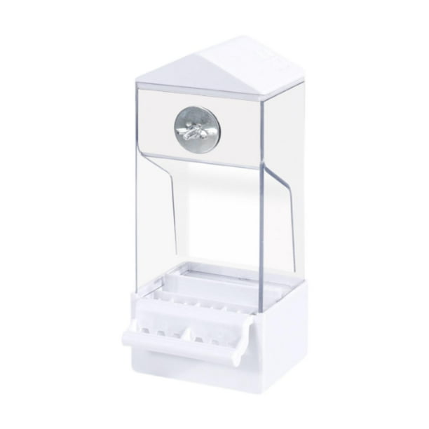 Comedero para pájaros, comedero para pájaros acrílico, comedero automático portátil para pájaros. blanco