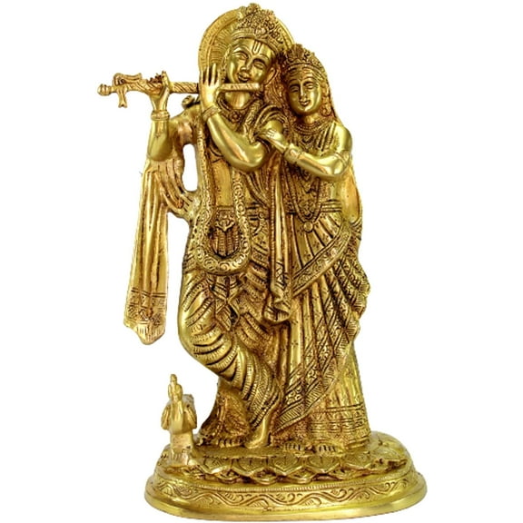 eSplanade - Radha Krishna Radhe Krishan Murti Idol Statue Sculpture | Pooja Idols - Home Decor | Brass - 12" Inches