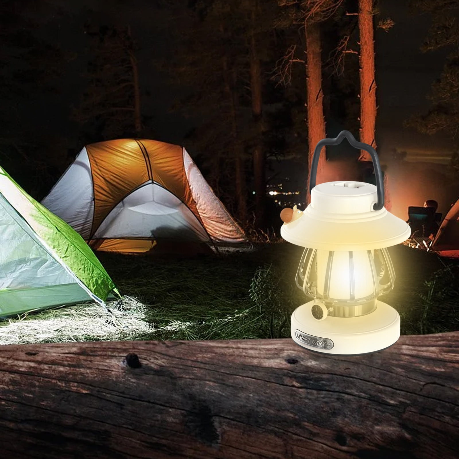 Lampe de tente LED portable (lot de 4), avec crochet, à piles, pour