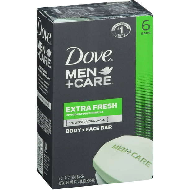 dove men+care extra fresh body + face soap bars, 3.17 oz