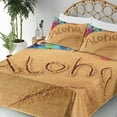 thumbnail image 3 of Ambesonne Aloha Fitted & Top Sheet Set with Shams, Summer Holiday Season Theme, Brown and Red, 3 of 5