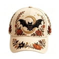 thumbnail image 2 of Fall Halloween Embroidered Baseball Cap,Vintage Bat Floral Adjustable Trucker Hat,Casual Holiday Accessory for Women Men, 2 of 7