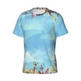 thumbnail image 3 of Yiaed Sea and Fish Print Mens Short Sleeve Tight Fit T-Shirt, Crewneck Casual Tee-X-Large, 3 of 5