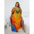 thumbnail image 5 of Edolynsa Plus Size Kaftan Dresses for Women Maxi Beach Dress Bathing Suit Cover up Lightweight Resort Wear Mumu Dress, 5 of 11
