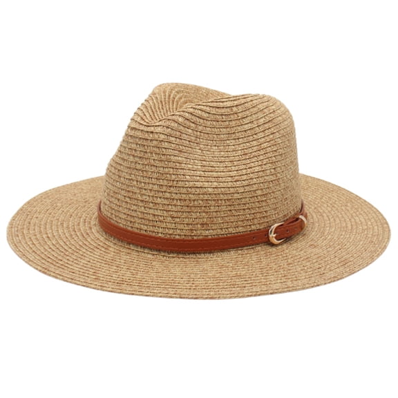 Avaner Women's Panama Straw Beach Sun Hat with Removable Leather Belt – Breathable Wide Brim for Travel Vacation Outdoor