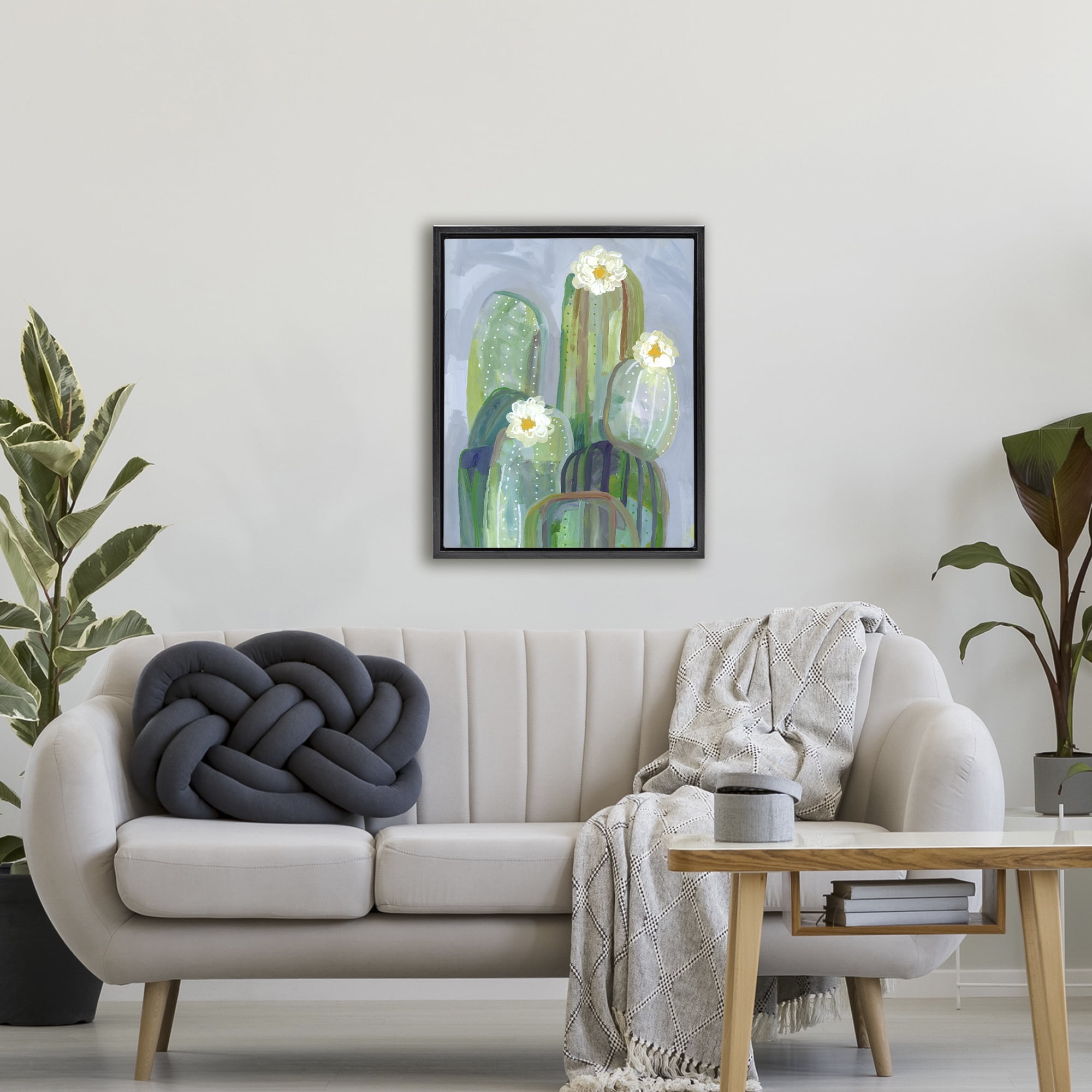 Desert Day Dream Cactus Black Framed Floater Canvas Wall Art, design by Ashley Davis