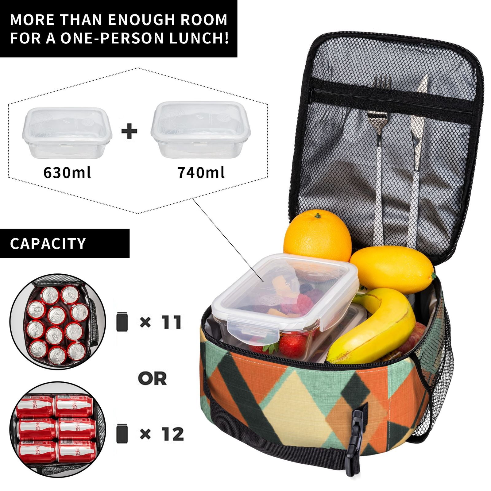 Lunch Bag For Women Men Insulated Portable Lunch Box Bento Box Office Picnic Travel Cooler Bag Argyle Plaid Lightcoral_3