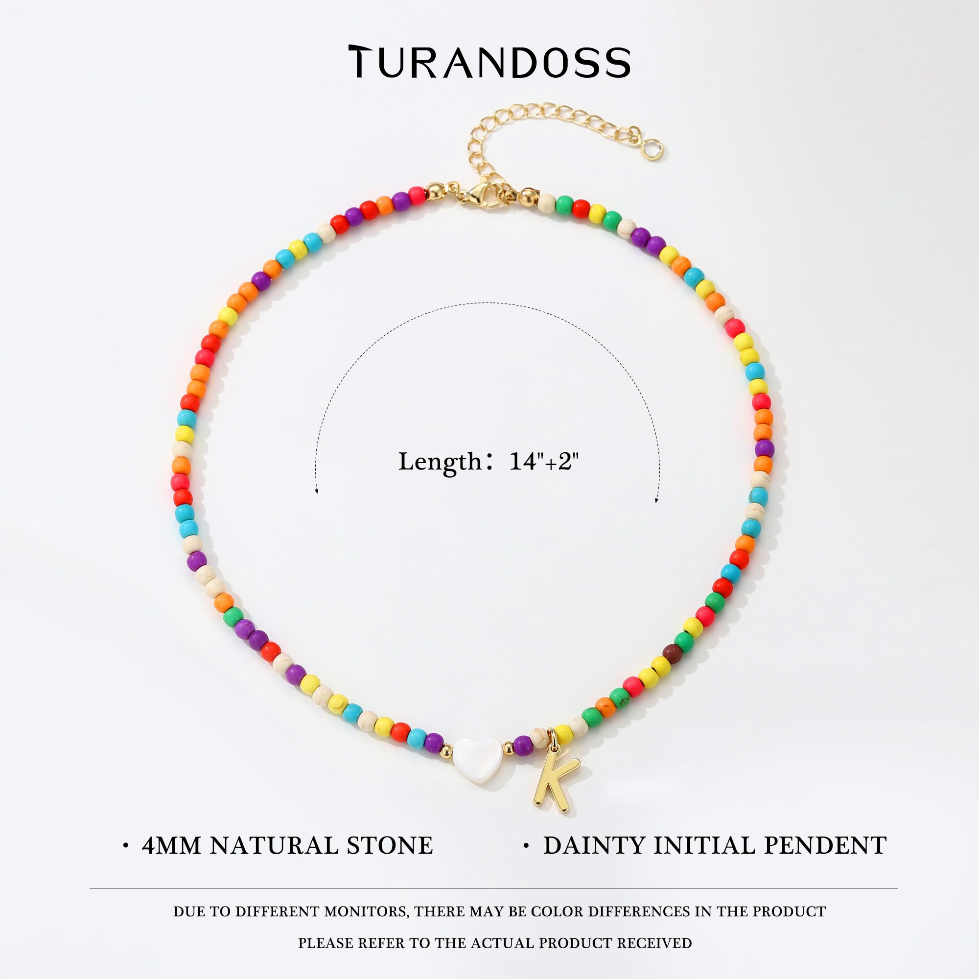 Turandoss Beaded Initial Heart Choker Necklace for Girls photo 6