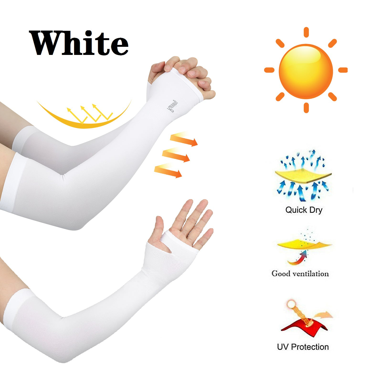 Beister 6 Pairs Cooling Arm Sleeves Women Men Summer Outdoor Sunblock Arm Cover with Thumb Hole UV Protection