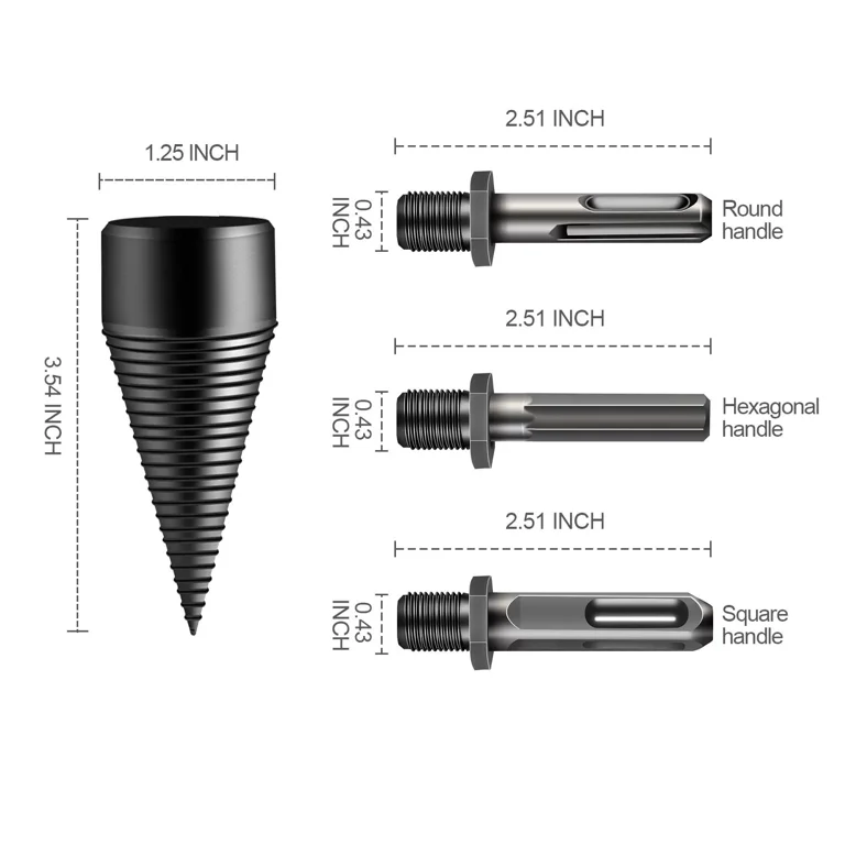 Firewood Log Splitter Drill Bit Cones Wood Splitting Bit Heavy Duty Electric Drill Attachment