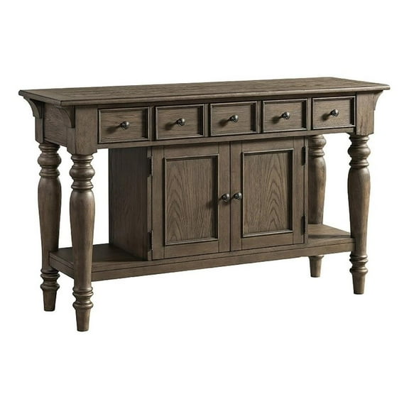 Pemberly Row 36"H x 56"W x 18"D Traditional Wood Server in Oak Finish