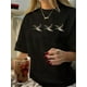 thumbnail image 1 of Women'S Vintage-Inspired Casual Crew Neck T-Shirt, Polyester Blend, Short Sleeve, Regular Length, with Geometric Duck Print, for Summer Knit Fabric Top, 1 of 5
