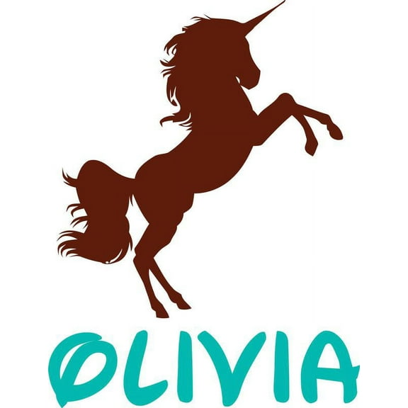 Personalized Name Vinyl Decal Sticker Custom Initial Wall Art Personalization Decor Girl Unicorn Fairytale Magical Standing Horse 12 Inches x 18 Inches