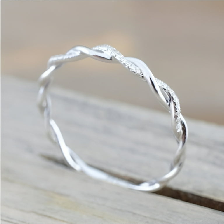 アクセサリー Vintage Silver Twist Edge Ring 925 Twisted Oxidized 925 Sterling Silver Ring Trendy Stacking