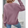 thumbnail image 3 of YOGAFOX Women Casual Oversized Cable Knit Long Sleeve Pullover Sweater Taro XL, 3 of 5