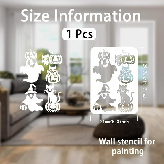 Wall Stencil Ghosts Pumpkins Stencil Black Cat Animal Tile Stencil A4 Size Concrete Drawing Stencils