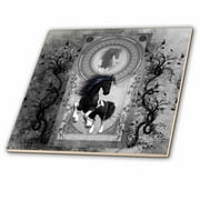 3dRose Beautiful horse in black and white - Ceramic Tile, 12-inch