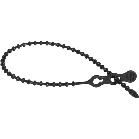 Gardner Bender 45-12BEADBK Beaded Cable Tie Wrap, 12 inch, 70 lb, Reusable, Adjustable Wire and Cord Management, 15 Pk, UV Resistant Black