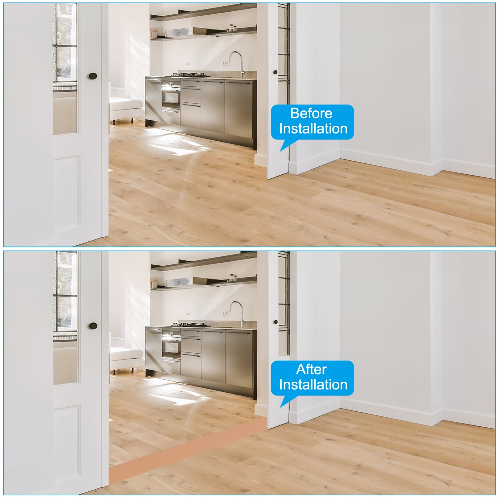 Uxcell Self Adhesive Floor Transition Strip Vinyl Flat Divider Flooring Brown 10 FT x 3"