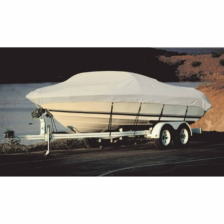 Taylor Acrylic Coated Polyester Gray Hot Shot Fabric BoatGuard Boat Cover with Storage Bag and Tie-Downs, Fits 14' to 16' V-Hull Runabout Bow Rider, Up to 90