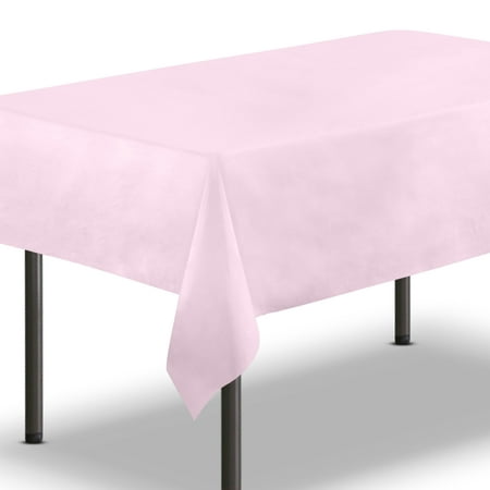 

[10 Pack] Pink Plastic Tablecloth 54 x 108 Inch - Rectangle Table Cloth Reusable Cover / Disposable Tablecloths Party Decoration Birthday Supplies Outdoor Picnic Camping Baby Shower Wedding