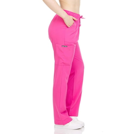 

Heal + Wear Women Scrubs Pants Female Medical with Pockets Regular Fit 4 Way Stretch Pink L