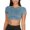 Blue, variant on Womens Sports Bras Solid Color Washed And Frosted High Support Round Neck Short Sleeve Full Coverage Vest Underwear Yoga Everyday Bra Size S-L