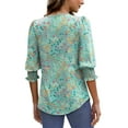 thumbnail image 5 of UVN Summer Blouses for Women 3/4 Sleeve Shirts Ladies Casual Crew Neck Womens Tunic Tops, 5 of 11