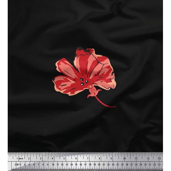 Soimoi Cotton Duck Fabric Artistic Flower Printed Fabric 1 Yard 42 Inch Wide